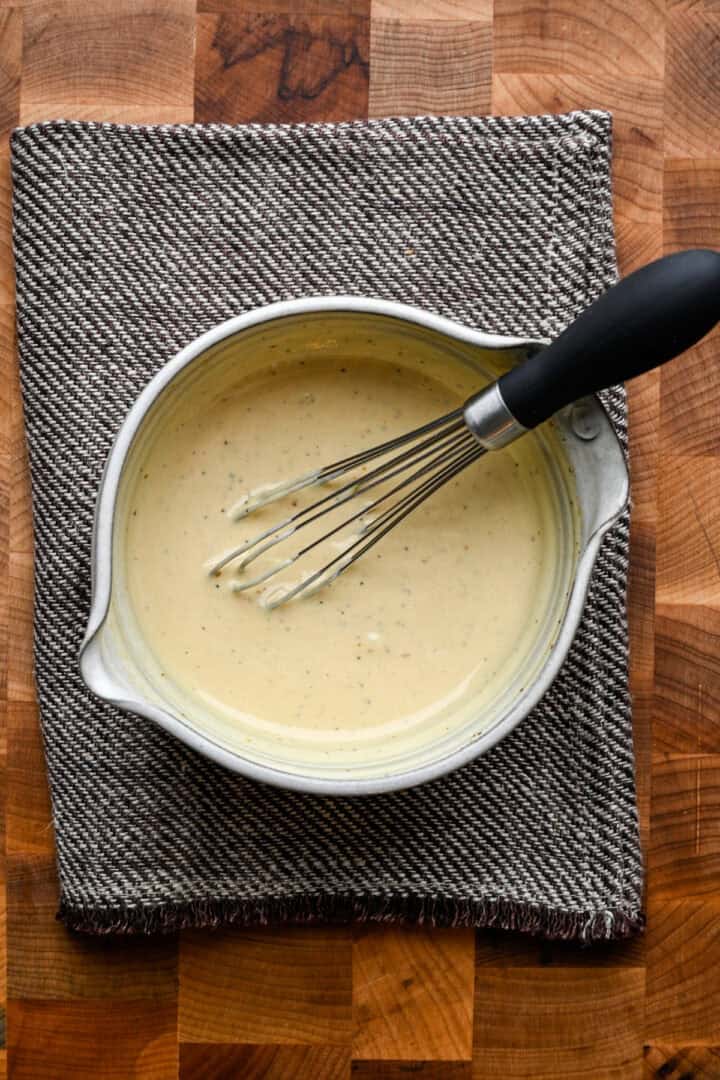 Honey mustard after being whisked together.