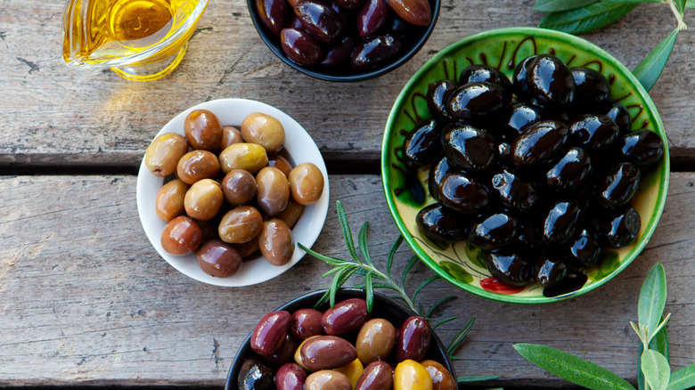 Selection of various olives.