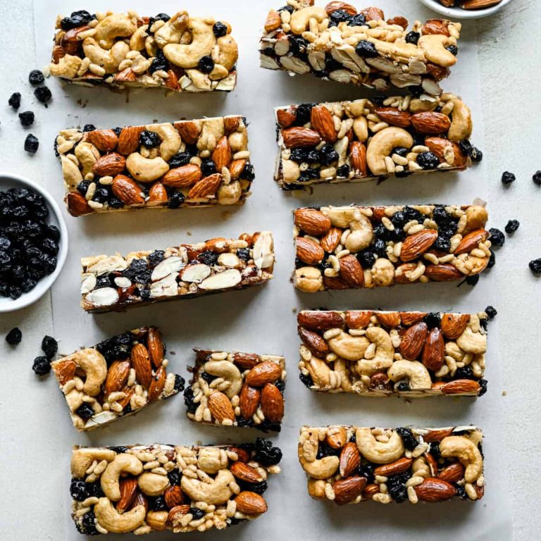 Blåbær og cashewnødder snackbarer