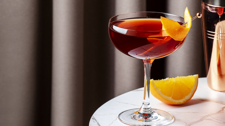 Revolver cocktail on table