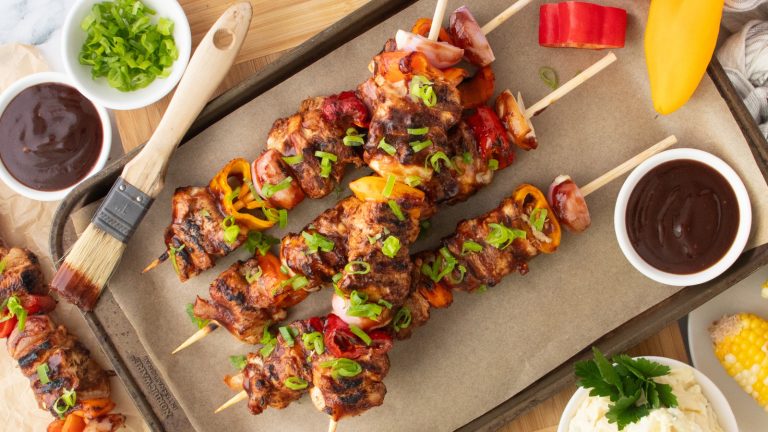 Espresso-Tinged BBQ Chicken Skewers Recipe

