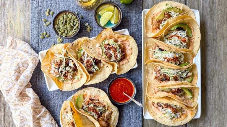 Grilled Mushroom Tacos With Salsa Macha Crema Recipe

