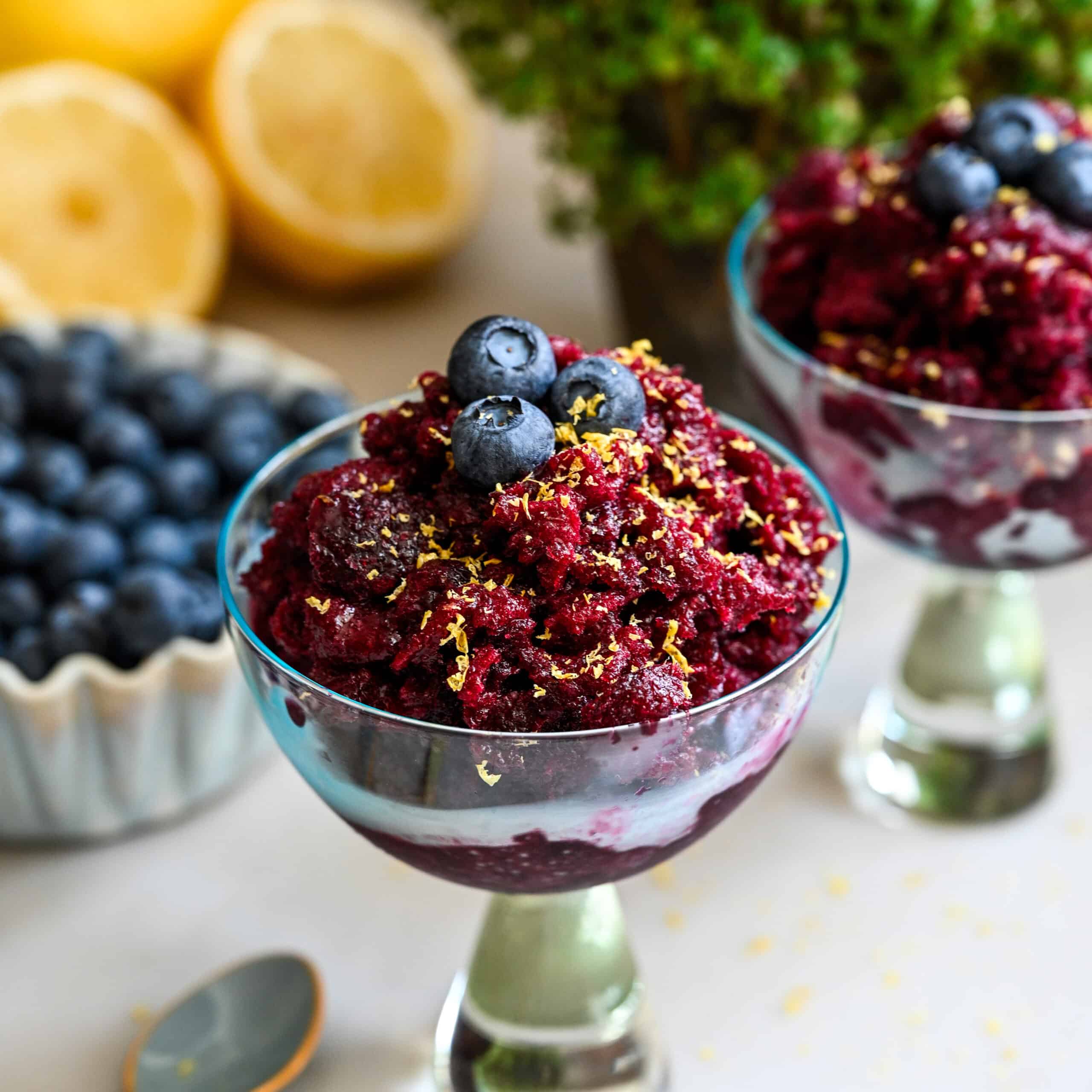 Blåbær og Citron Granita