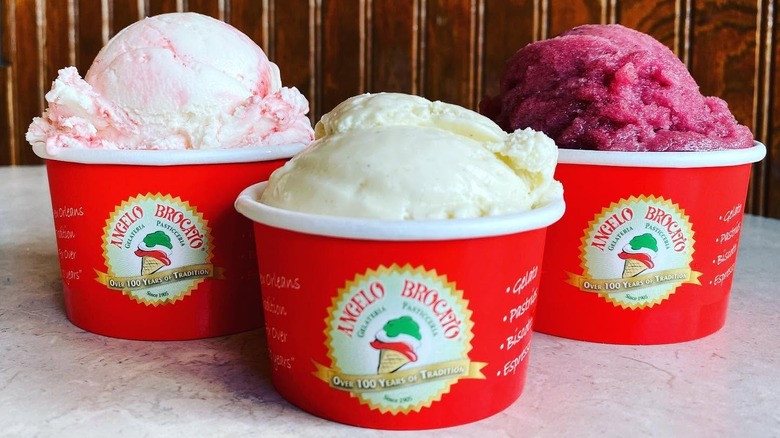 Three cups of ice cream at Angelo Brocato