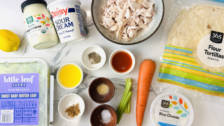 Ingredients for Buffalo chicken wraps