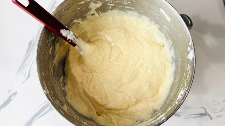 Lane cake batter in bowl