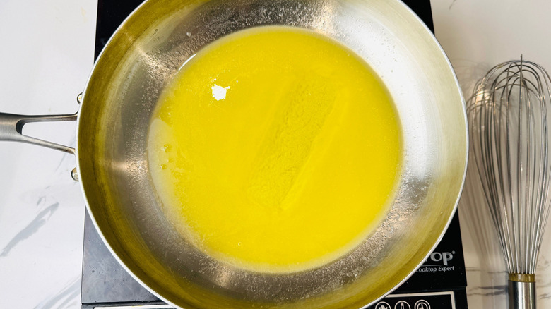 Melted butter in skillet