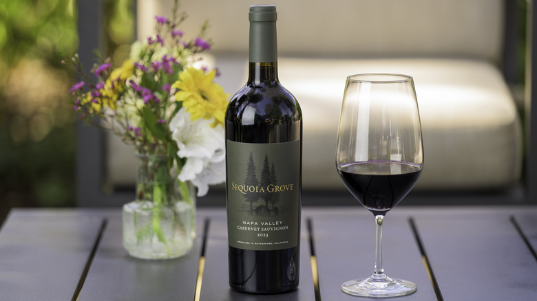 Bottle of Sequoia Grove Cabernet Sauvignon with glass