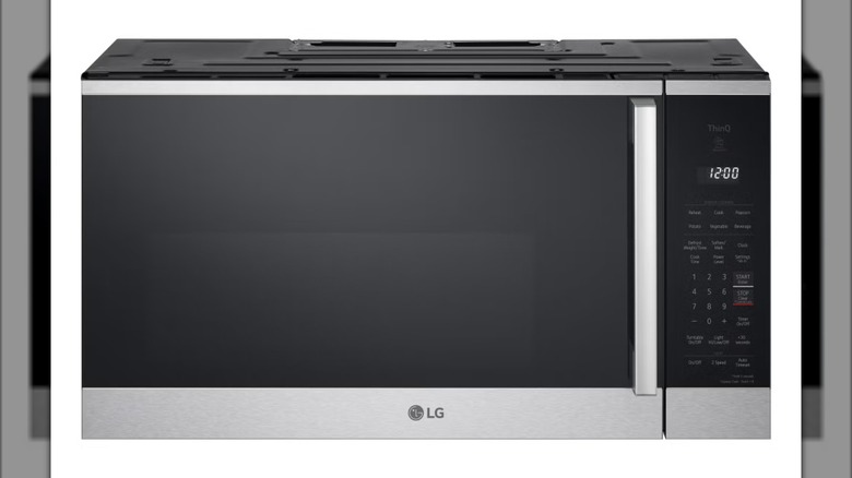 The LG Wi-Fi Enabled Microwave Oven in a black finish with stainless steel accents
