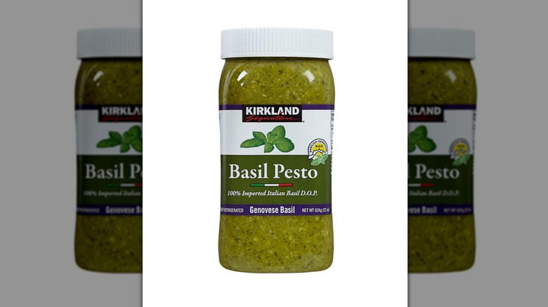Jar of Kirkland Signature Imported Basil Pesto