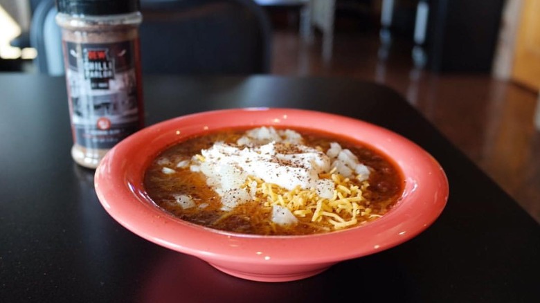 A bowl of Springfield tavern chilli from Dew Chilli