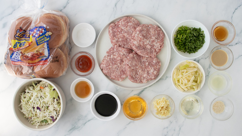 Garlic and ginger pork burger ingredients