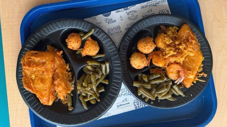 two plates of food from Long John Silver's