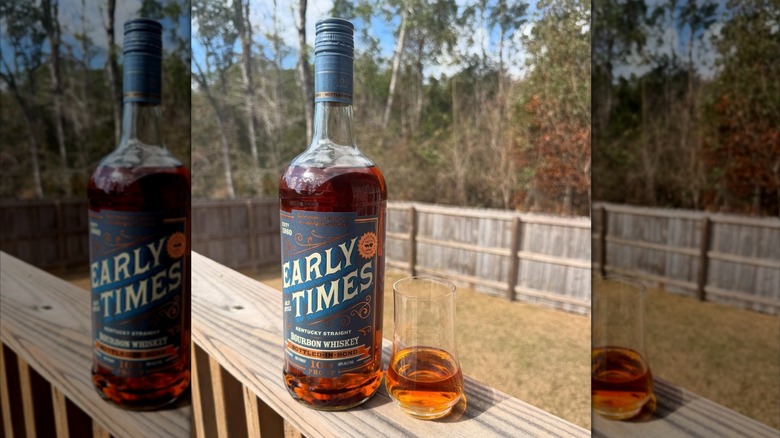 A bottle of Early Times Bottled in Bond Bourbon 100 Proof