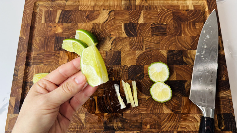 Removing the pith from fresh limes