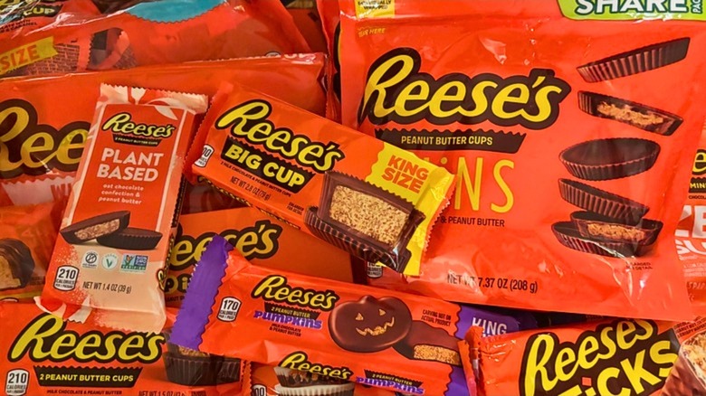 A pile of Reese's candies, close-up