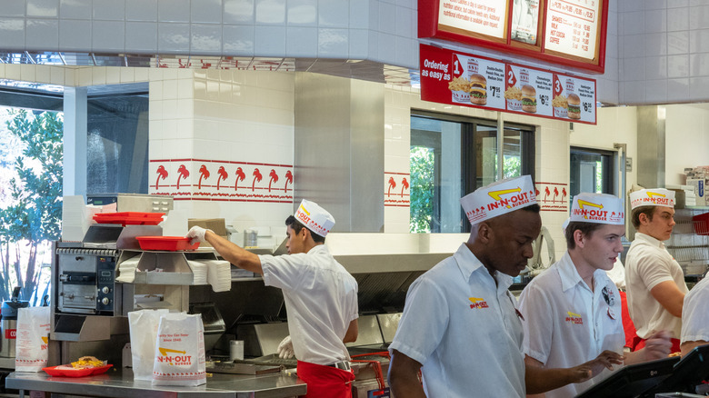 Workers at an In-N-Out burger location.
