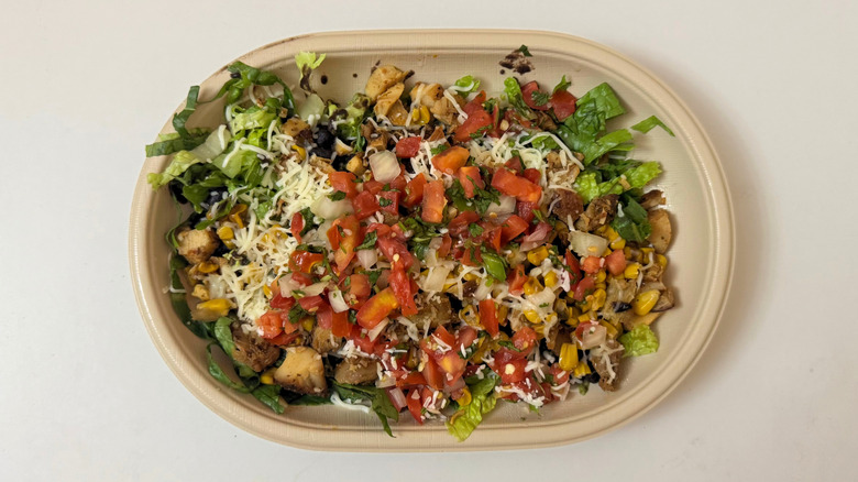 Moe's Southwest Salad on white table