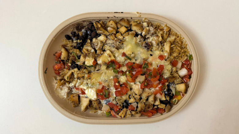 Moe's Protein Bowl on white table