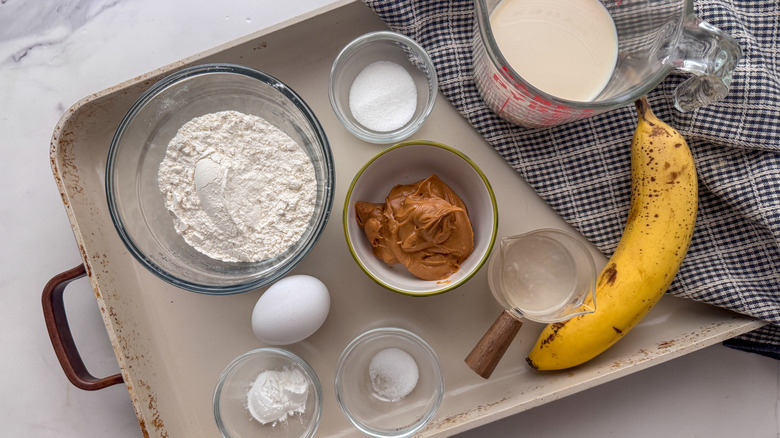 Peanut butter and banana waffle ingredients