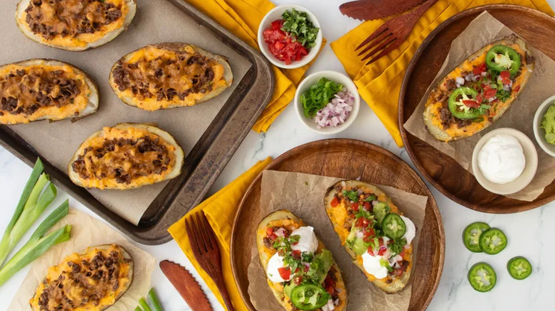 Twice-baked potatoes with toppings