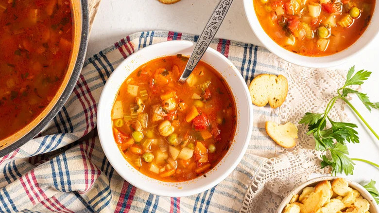 Bowls of Basic Tomato And Herb Vegetable Soup