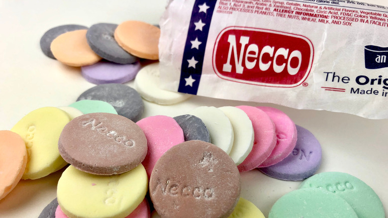 An assortment of Necco wafer candies.