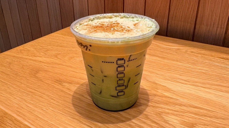 Pumpkin matcha in a cup