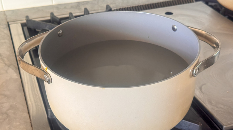 Water in pot on stovetop