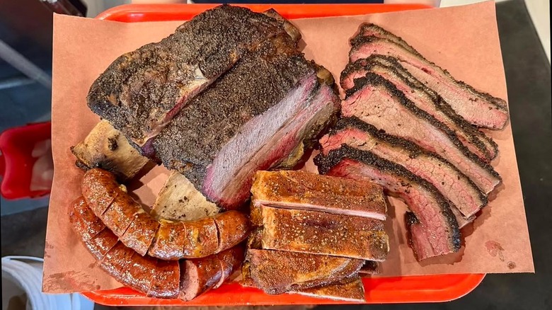 A tray of meats from Little Miss BBQ