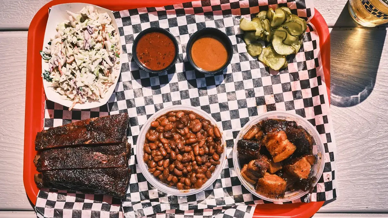 A platter of meats and sides from 603 BBQ in Concord