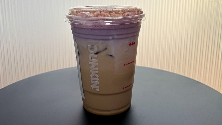 Small Dunkin' Terror-Misu Cloud Latte on a black table